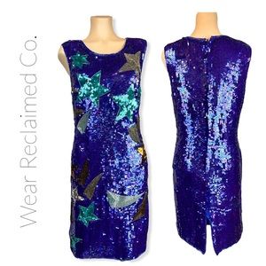 VINTAGE 1960s Galaxy Star Sequinned Cocktail Dress